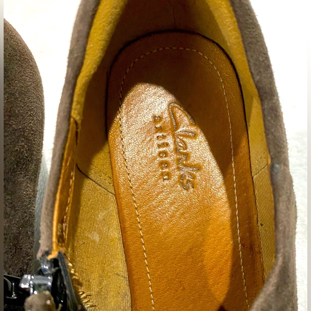Women’s Clark’s Artisan Brown Leather Zip Ankle Boot Bootie Wedge Heel Shoes 7 M - Picture 3 of 11